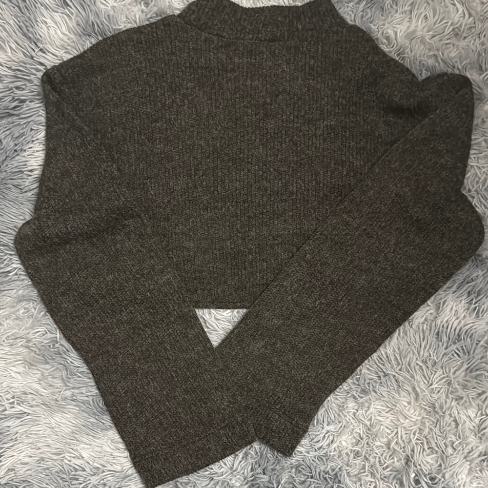 Zara Gray Cowl Neck Sweater with Fringe Detail - Picture 5 of 7
